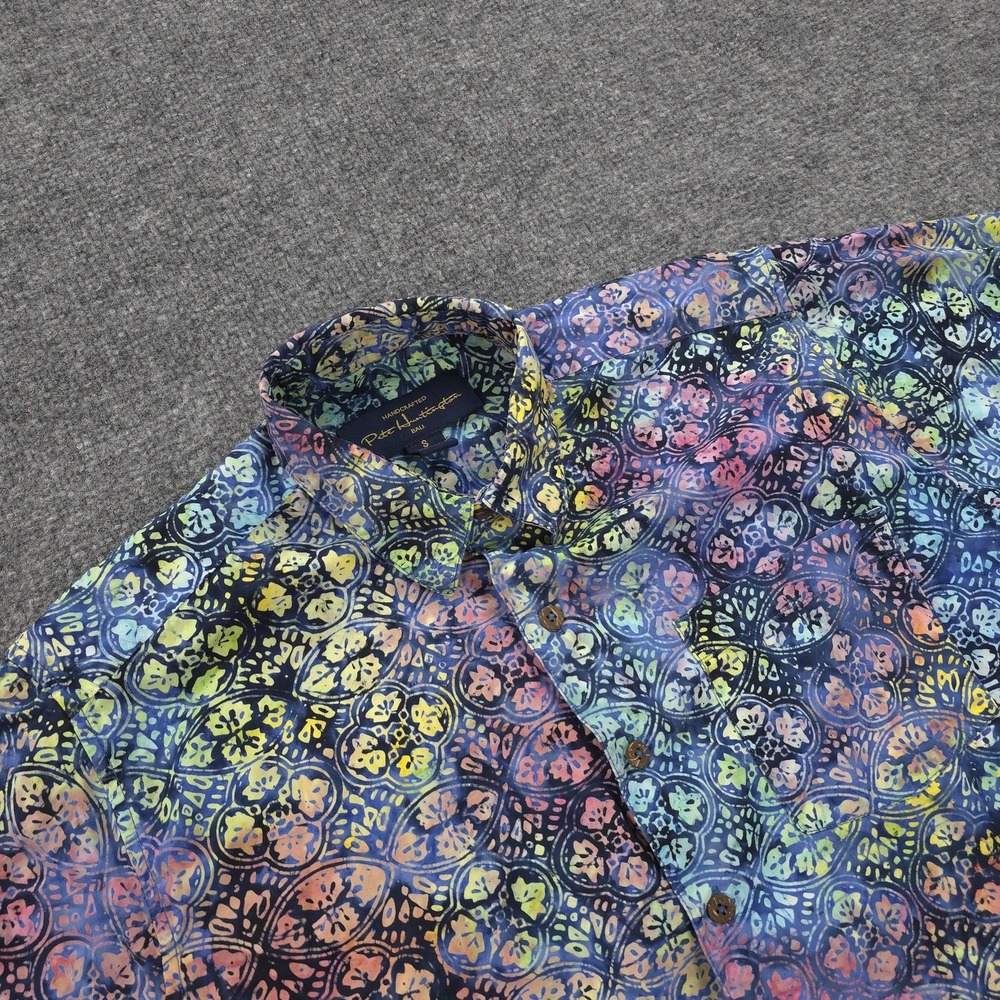 Pete Huntington Shirt Mens Small Multicolor‎ Floral Hawaiian Aloha Bali Cotton